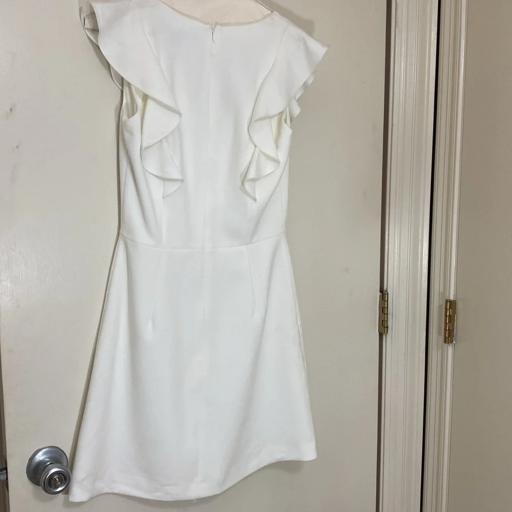 French Connection NWT white ruffle mini cocktail dress size 2 - Picture 7 of 9